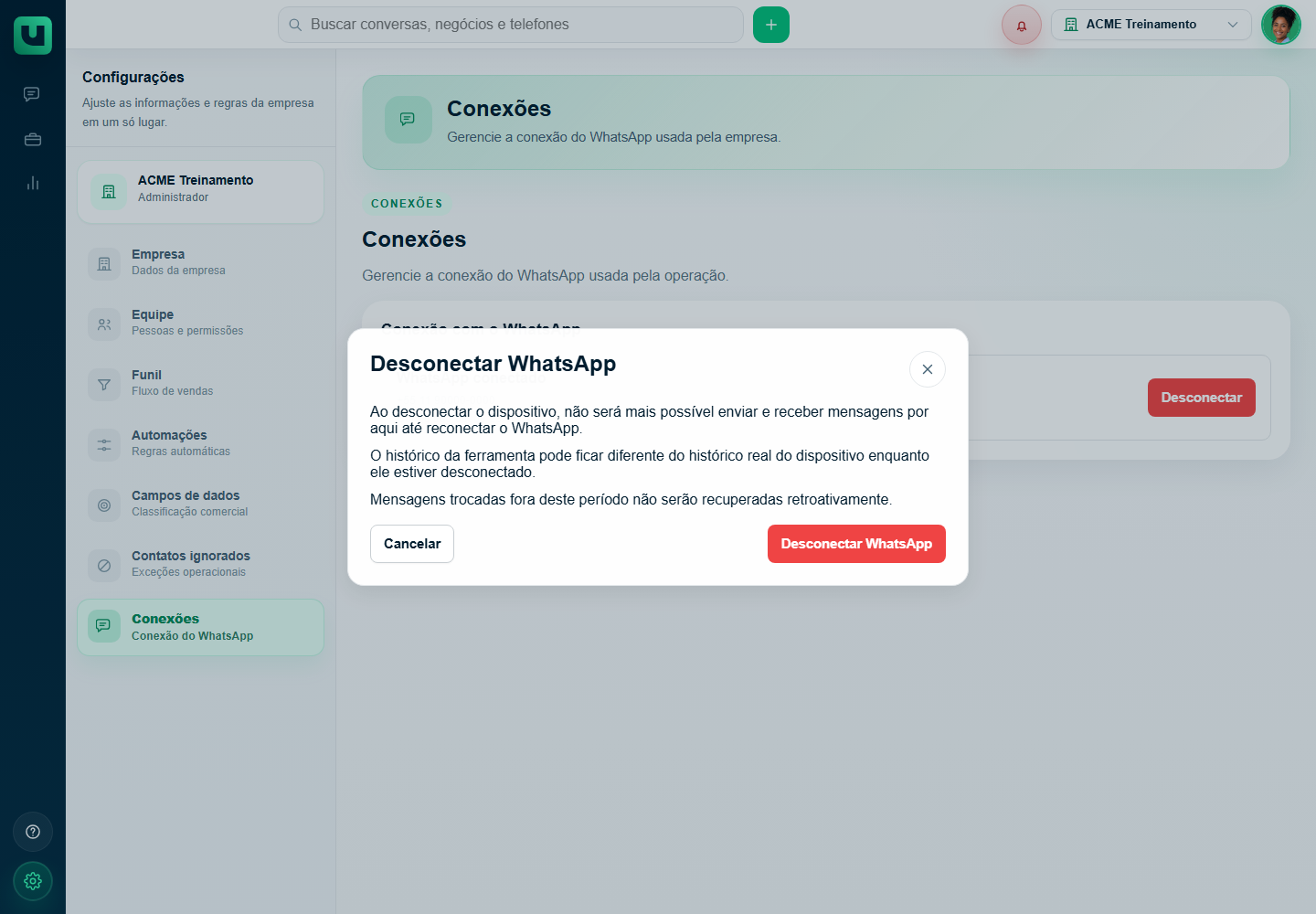 Modal Desconectar WhatsApp