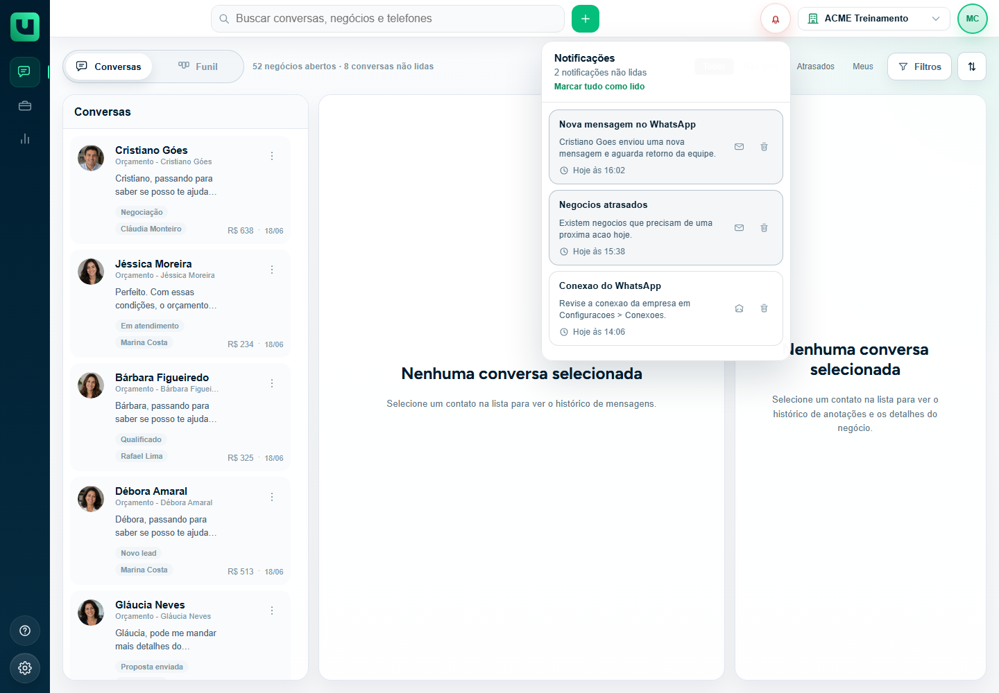 Central de notificações do meuats aberta na barra superior, com notificações não lidas e botão Marcar tudo como lido